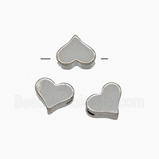 Copper Heart Beads Platinum Plated