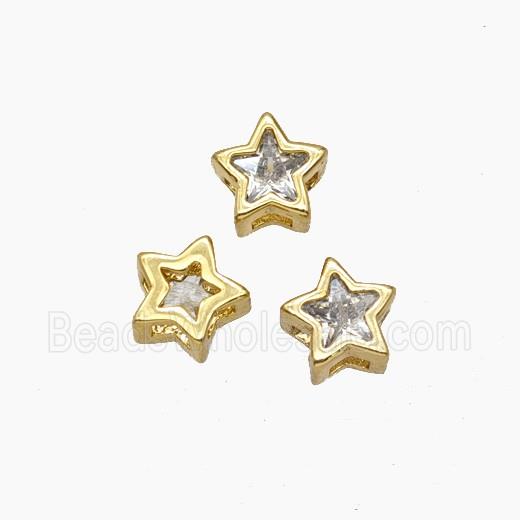 Copper Star Beads Pave Crystal Glass Gold Plated