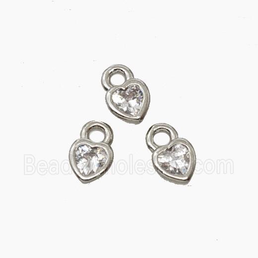 Copper Heart Pendant Pave Crystal Glass Platinum Plated