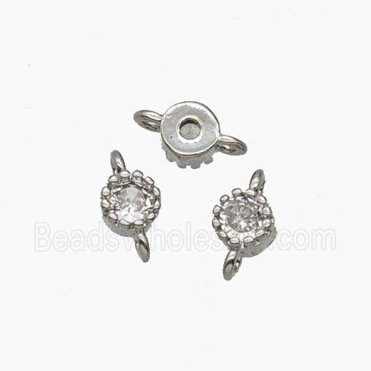 Copper Connector Pave Crystal Glass Platinum Plated