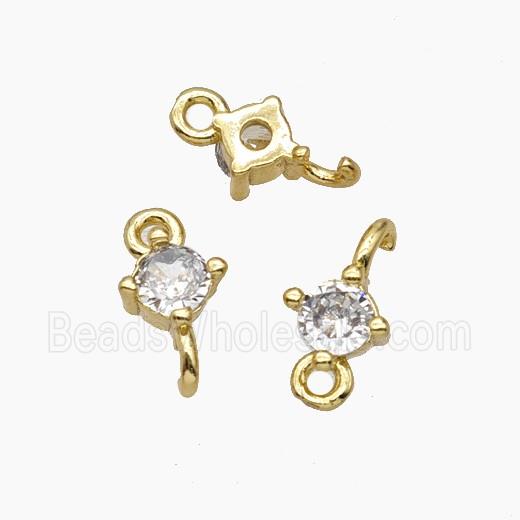 Copper Connector Pave Crystal Glass Gold Plated