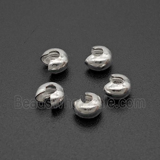 Copper Crimp Cover Beads Shiny Silver