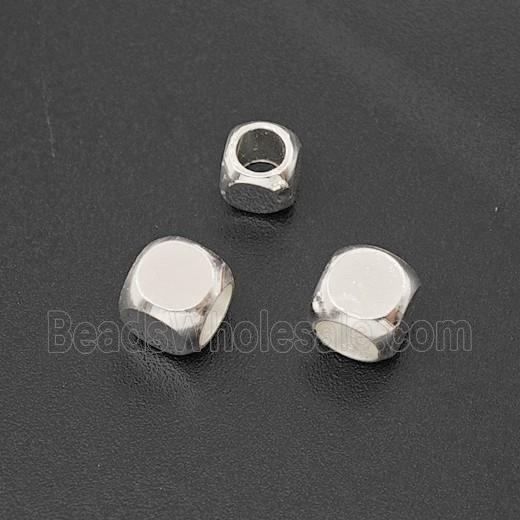 Copper Cube Beads Shiny Silver