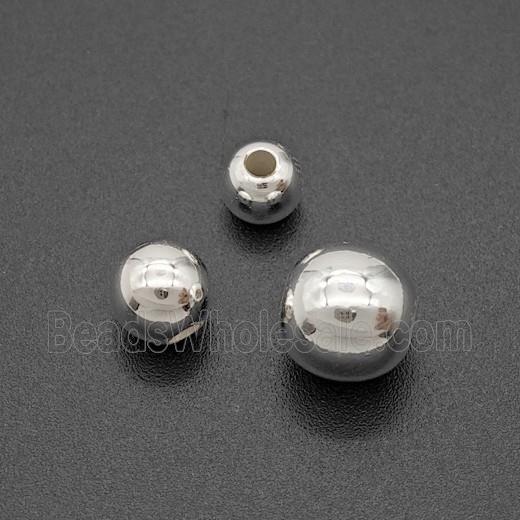 Copper Round Beads Smooth Shiny Silver