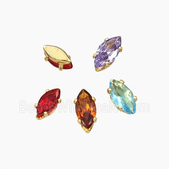 Cubic Zirconia Eye Beads Prong-Set No-Hole Mixed