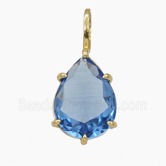 Blue Crystal Glass Teardrop Pendant