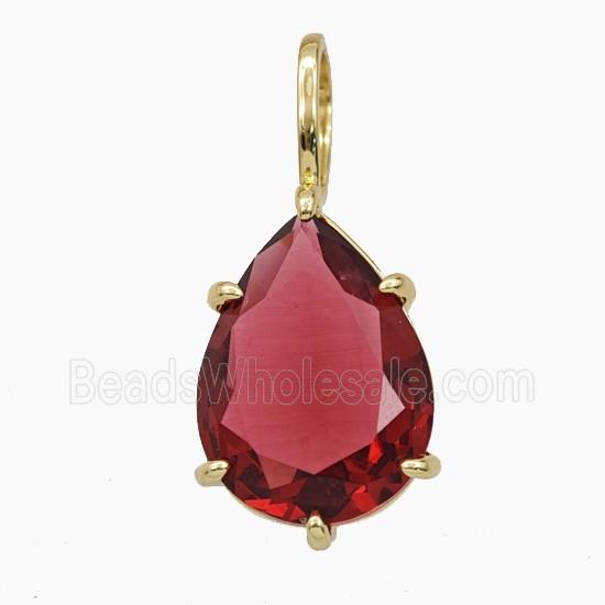 Fuchsia Crystal Glass Teardrop Pendant