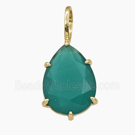 Green Crystal Glass Teardrop Pendant