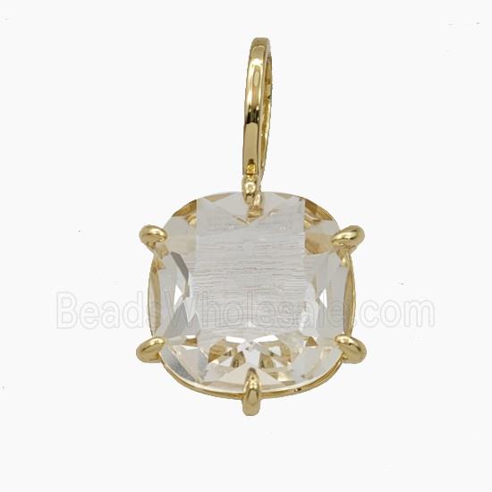 Clear Crystal Glass Square Pendant
