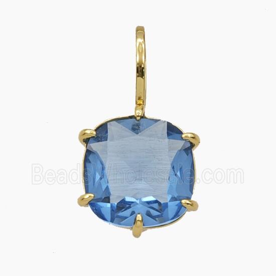Blue Crystal Glass Square Pendant