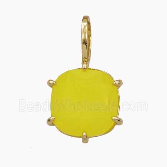 Yellow Crystal Glass Square Pendant