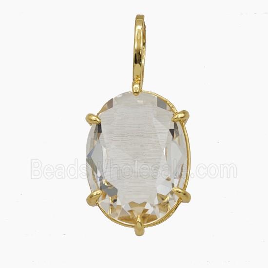 Clear Crystal Glass Oval Pendant