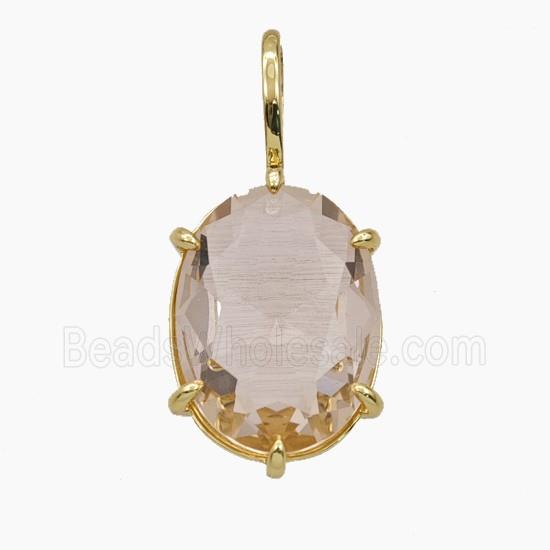 Pink Crystal Glass Oval Pendant