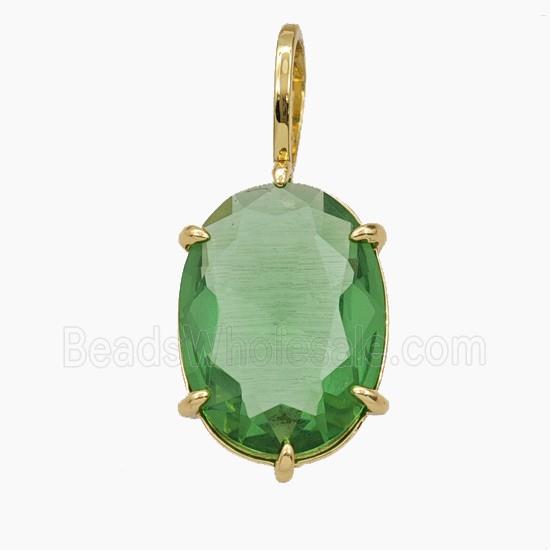 Green Crystal Glass Oval Pendant
