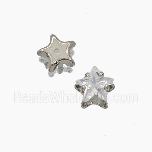 White Cubic Zirconia Star Beads Prong-Set No-Hole