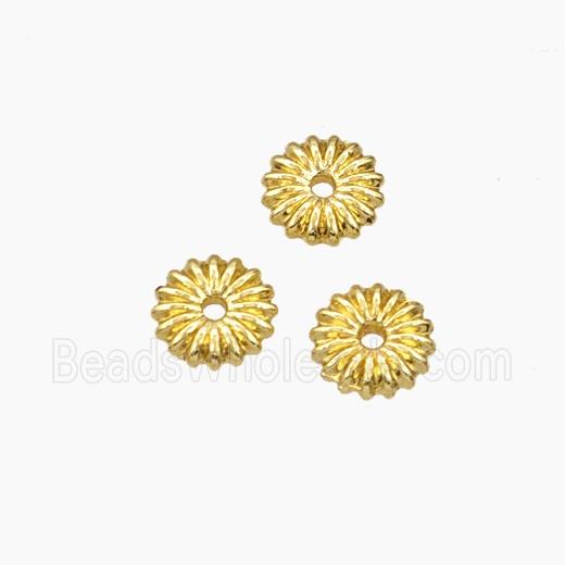 Copper Flower Spacer Beads Ribbed Gold Plated
