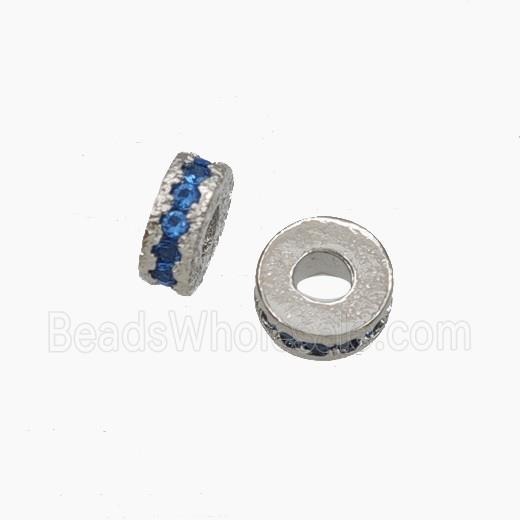 Copper Heishi Spacer Beads Pave Zirconia Platinum Plated