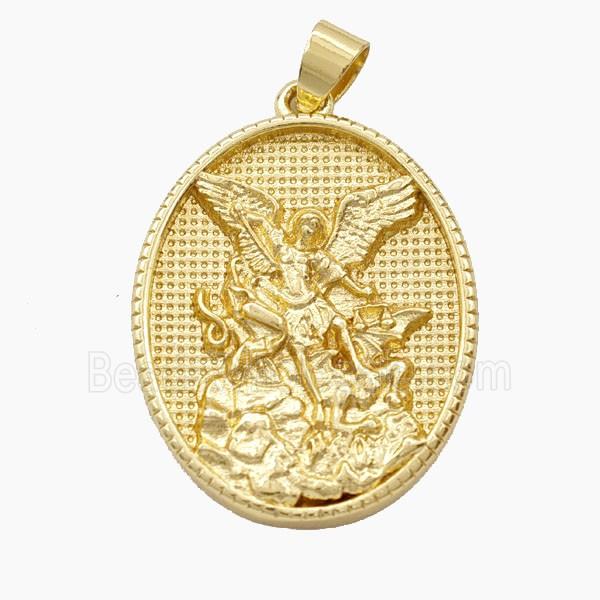 Copper Saint Michael Pendant Gold Plated