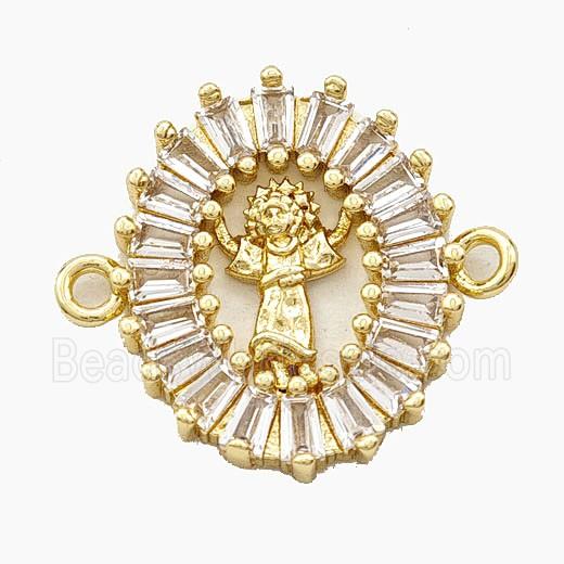 Copper Divine Child Connector Pave Zirconia Jesus Gold Plated