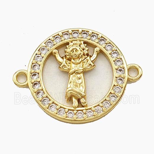 Copper Divine Child Connector Pave Zirconia Jesus Gold Plated