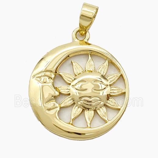 Copper Sun Moon Pendant Gold Plated