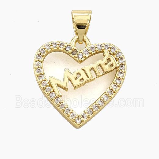 Copper Heart Mama Pendant Pave Zirconia Gold Plated