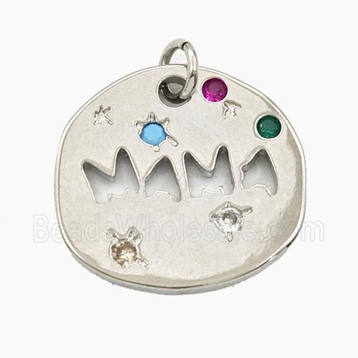 Copper MAMA Pendant Pave Zirconia Platinum Plated