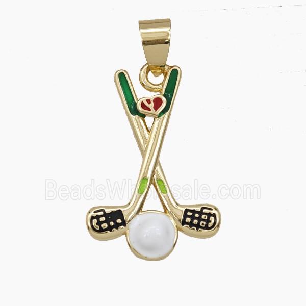Copper Golf Pendant Enamel Sports Gold Plated