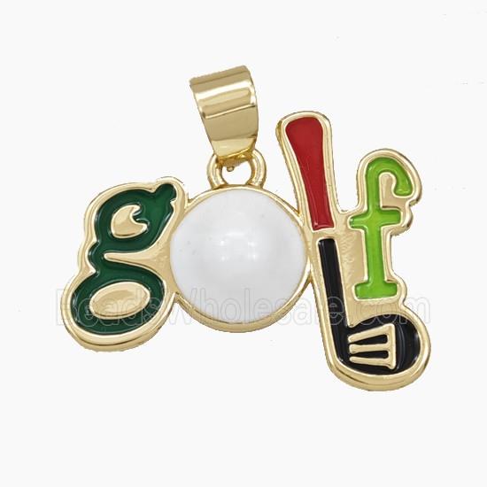 Copper Golf Pendant Enamel Sports Gold Plated