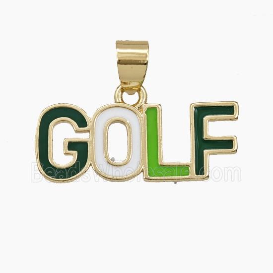 Copper GOLF Pendant Multicolor Enamel Sports Gold Plated