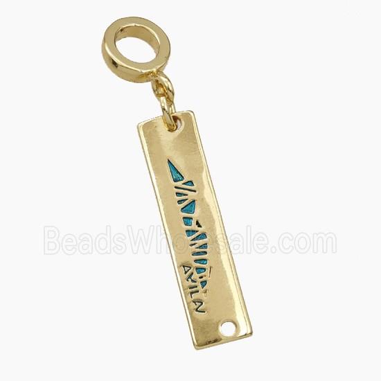 Copper Stick Pendant Painted Mountain Avila Gold Plated