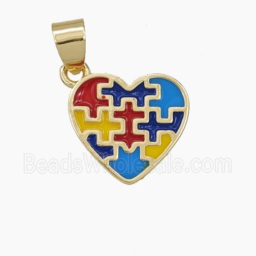 Copper Heart Pendant Multicolor Enamel Gold Plated