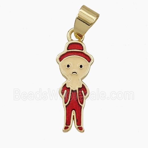 Copper Elder Pendant Red Enamel Gold Plated