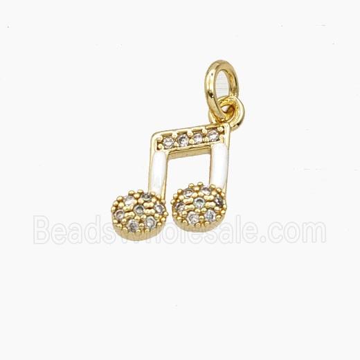 Copper Musical Note Pendant Pave Zirconia Gold Plated