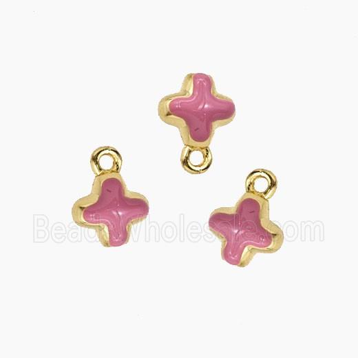 Copper Cross Pendant Pink Enamel Gold Plated