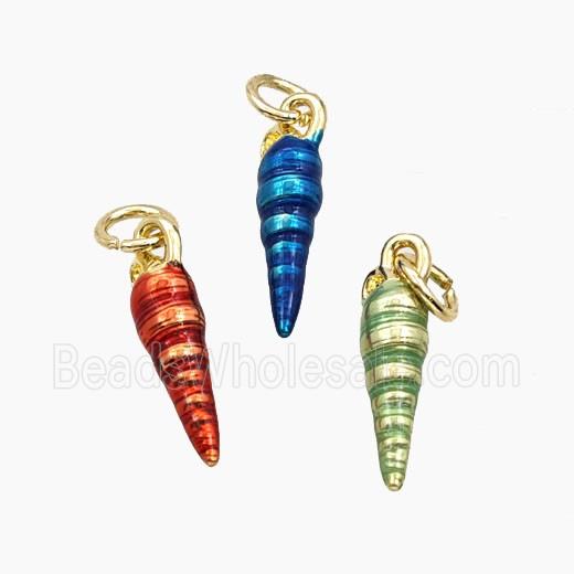 Copper Seashell Pendant Painted Gold Plated Mixed