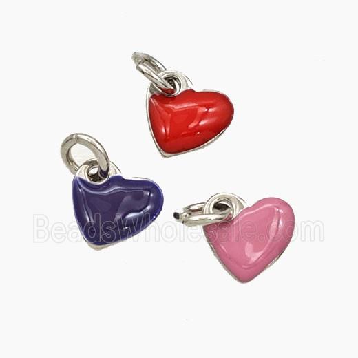Copper Heart Pendant Enamel Platinum Plated Mixed