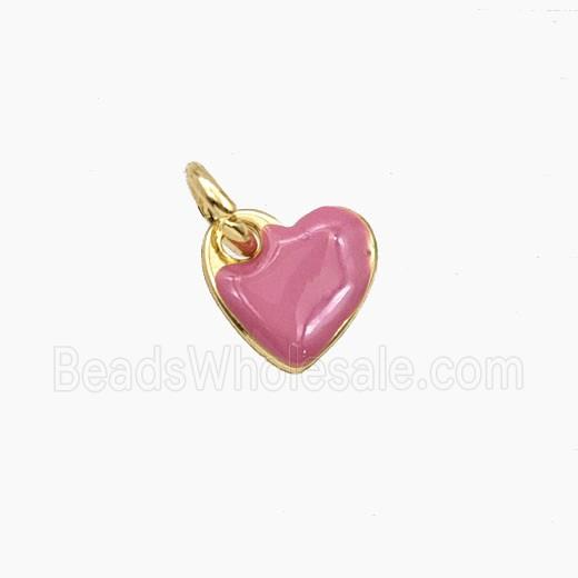 Copper Heart Pendant Pink Enamel Gold Plated
