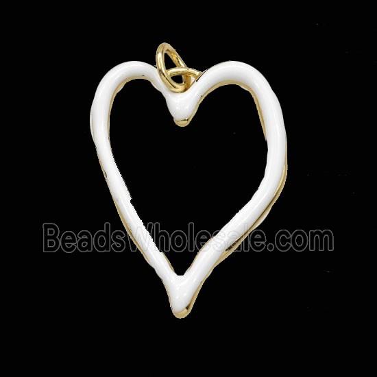 Copper Heart Pendant White Enamel Hollow Gold Plated