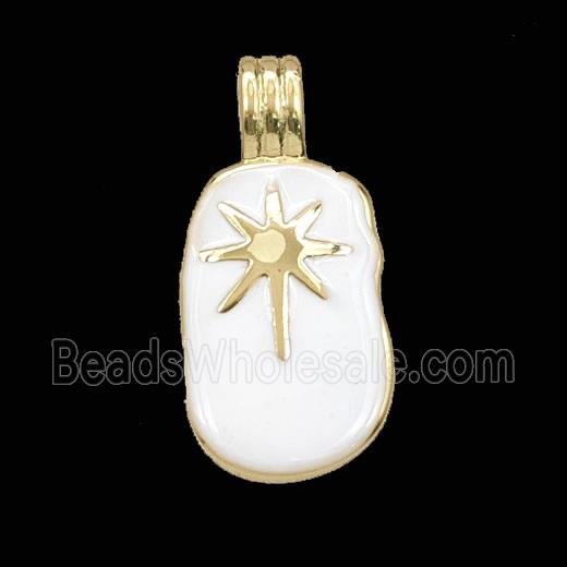 Copper Northstar Pendant White Enamel Gold Plated