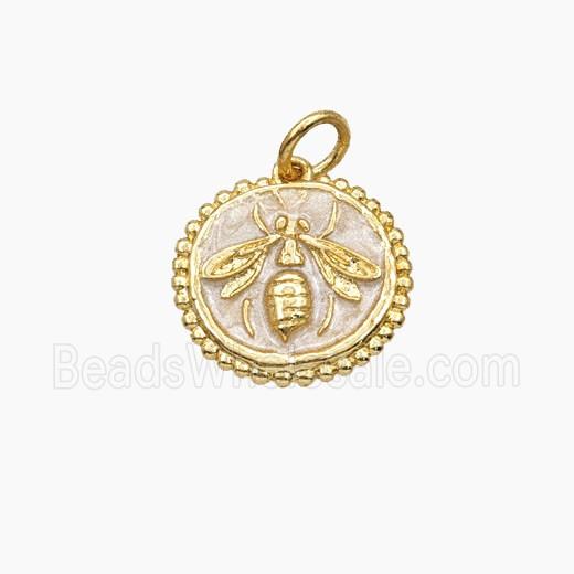 Copper Honeybee Pendant Painted Coin Gold Plated