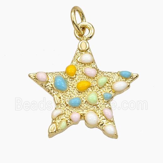 Bohemia Style Copper Star Pendant Multicolor Enamel Gold Plated