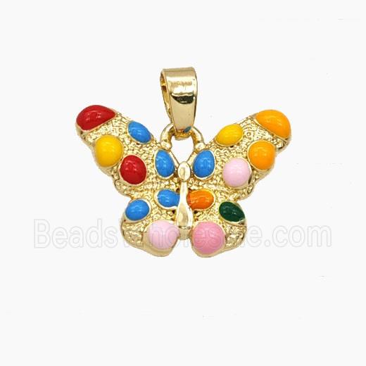 Bohemia Style Copper Butterfly Pendant Multicolor Enamel Gold Plated