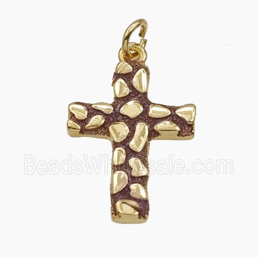 Bohemia Style Copper Cross Pendant Coffee Enamel Gold Plated