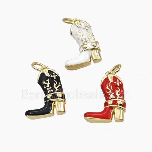 Copper Cowboy Boots Pendant Enamel Shoes Gold Plated Mixed