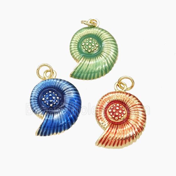 Copper Conch Shell Pendant Painted Gold Plated Mixed