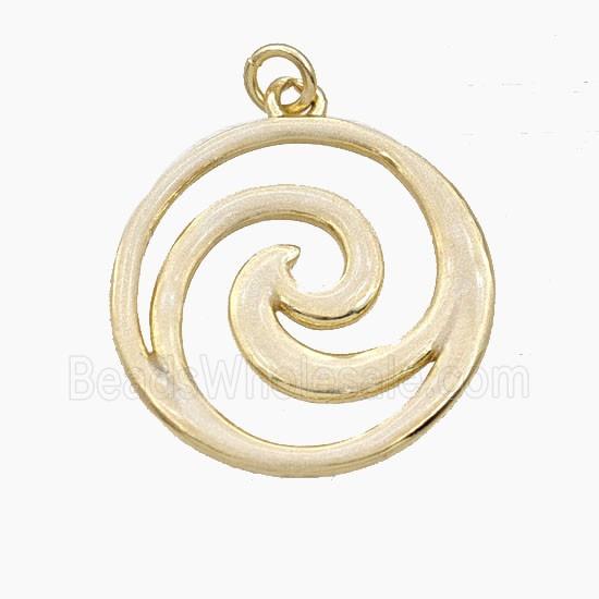 Copper Swirl Circle Pendant White Enamel Gold Plated