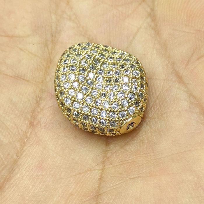 Copper Beads Pave Zirconia Gold Plated