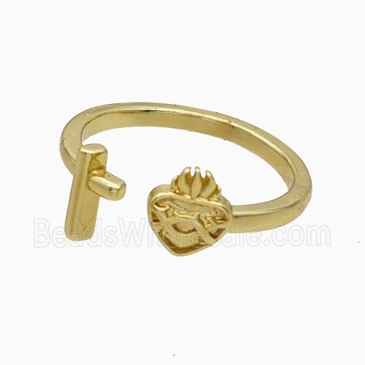 Copper Heart Rings Gold Plated