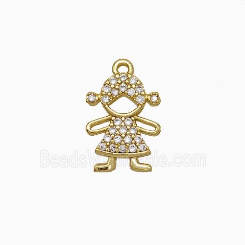 Copper Kids Girls Pendant Pave Zirconia Gold Plated